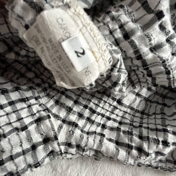 Carole Tomkins The Big Shirt Black White Plaid Crinkle Button Up Shirt Size 2 - Picture 4 of 8